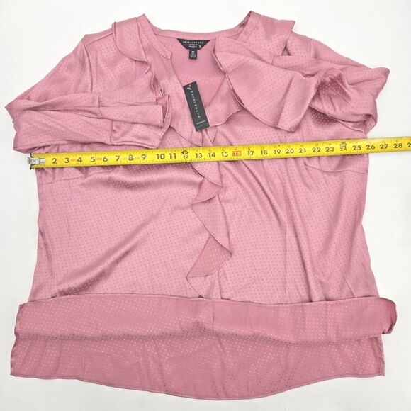 Investments Riley Top Blouse Womens Size 2X Pink Polka Dots Office Work Business - Picture 6 of 7